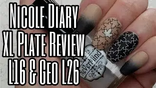 New XL Geometric Texture Stamping Nail Art Plates Nicole Diary L16 L26 Review Swatch Mani