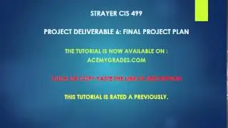 STRAYER CIS 499 | Project Deliverable 6: Final Project Plan