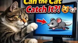 CAT CHASES MOUSE ON COMPUTER🙀 #catvsmouse #computercat #funnycat #funnymouse #funnyvideo 