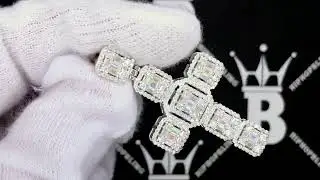 Moissanite Cluster Cross | Real Silver | Iced Out Jewelry by Hip Hop Bling