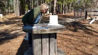 Sonrise Ranch Bees - February 8, 2019 setting up a bucket feeder.