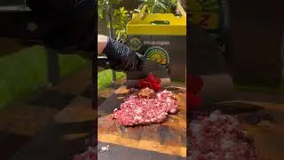 Uzbek-style kebab   Recipe by @fisher_chef &bull; Beef fillet and lamb fat&bull; Onion, tomato