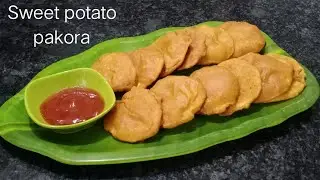 Sweet potato pakora / Sweet potato bajji | Mangalorean tea time snack | Shravya's Recipes Kannada |