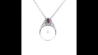 ASHA Jewelry - Freshwater Pearl with Ruby Silver Pendant