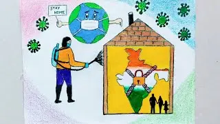 Coronavirus awareness poster(lockdown) Drawing step by step/How to Draw Easy Poster of COVID-19...
