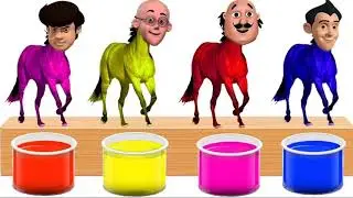 Bathing Colors Fun Motu Patlu Gattu Battu Head Horse colors for children to learn with motu