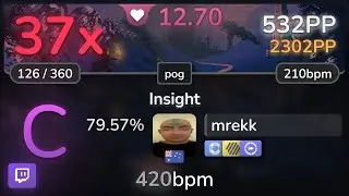 🔴 12.7⭐ mrekk | Haywyre - Insight [pog] +NFHDDT 79.57% | 532pp 37❌ - osu!
