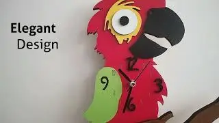 Personalized Parrot Wood Swinging Wall Clock, Kids Analog Clock, Parrot Clock, Personalized Gifts.