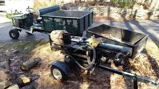 Four way wedge for log splitter with home made side table. (Tractor mods)