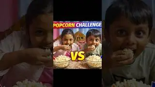 Who will win the Popcorn Challenge? 🍿😄#kidsfun #shorts
