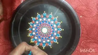 Dot mandala art in medium size fabric plate| @madhumitagavandarOfficial