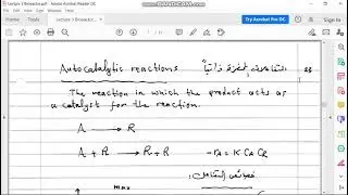 Autocatalytic Reactions Lec 3-3