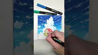 Drawing Challenge: Easy How To Draw House & Blue Sky | Drawing For Beginners + Acrylic Painting