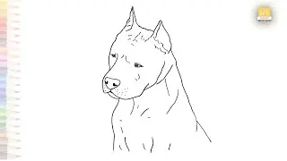 Dog pit bull terrier head drawing easy | Animal sketches | How to draw A pit bull terrier simply