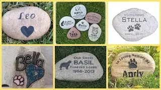 pet memorial stone, custom engraved stone.paw print dog or cat