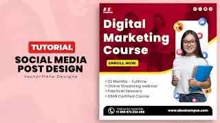 Digital Marketing Course Social Media Post Design Tutorial | Gimp | VectorMate