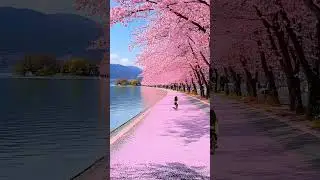 Healing, Serenity, Peaceful Ride, Cherry Blossoms, Sakura, Nature, Tranquil Landscape, Spring 🌸🚴