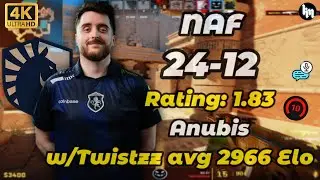 NAF (24-12) w/Twistzz avg 2966 Elo (Anubis) | Jan 18, 2026 #cs2 #liquid #NAF