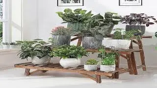 3 Tier Freestanding Ladder Shelf Wood Plant Stand Indoor Outdoor Plant Display Rack Flower Pot
