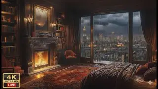 Relaxing Rain & Fireplace Sounds Live 🌧️🔥 Deep Sleep, Meditation, Stress Relief