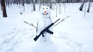 Good Snowman Vs Evil Snowman with a Saiga Shotgun
