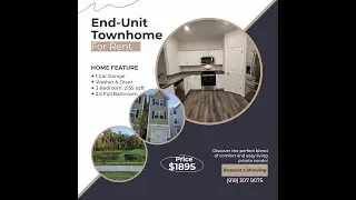Ready for rent! $1895 in Durham End-unit townhome