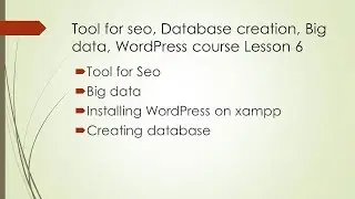 WordPress Course Lesson 6 - Essential Tools: SEO, Database Creation, and Big Data Insights