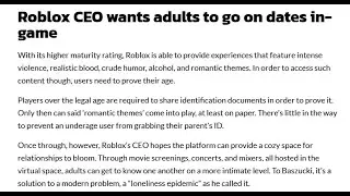 Roblox CEO Wants to Add Dating to Platform