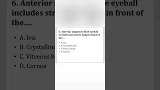 Anterior segment of eyeball includes structure laying infront of the... Optometry MCQ - Optometry fa