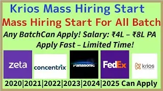 Concentrix , Fedex , Opentext , Zeta , Krios , Panasonic Hiring Freshers |2021, 2022 , 2023,2024 job