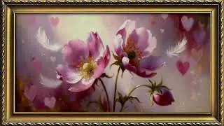 Elegante Cuadro Dorado para TV | Romantic Pink Anemones 4K | TV Art Gallery | Ambient for Home Decor