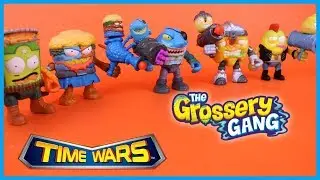 Grossery Gang Time Wars BAD BEANS SHOOTER, JOCK SLOP BURGER, PIRATE SHARK Action Figure Toy Review