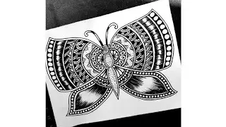 Easy butterfly Zentangle art for beginners | Doodle art |Zentangle art #shorts