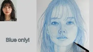 Monochrome Portrait in Blue | Pencil Drawing Timelapse
