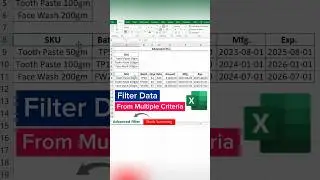 Filter data based on Multiple Criteria | Advanced Filter in Excel.