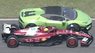 Lewis Hamilton Ferrari F1 2025 vs Lamborghini Huracan EVO Spyder at Monza