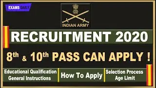 8th 10th pass govt jobs 2020 || Indian Army Recruitment 2020 || Soldier Tradesmen & Apply Now!!!