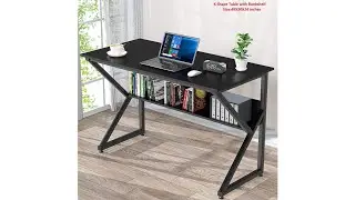 Modern K-Shape Office Table with Bookshelf | Steel Frame Study Desk | Full Review & Setup