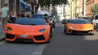 Car spotting on Mount Street is incredible|Lamborghini Aventador + Lamborghini Hurac&aacute;n 