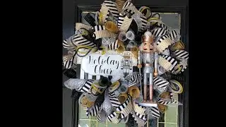 How to make a Nutcracker Wreath with a Black, Silver and Gold Nutcracker