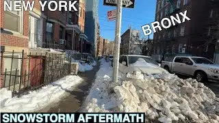 New York Bronx Snowy Neighborhoods After Winter Snowstorm Walkthrough 