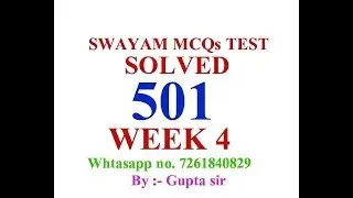 Swayam Mcq Test Solved 501 Week 4