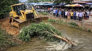 Start New Perfect Complete Project By Dump Truck Unloading Soil And Skill Bulldozer Pushing Soil