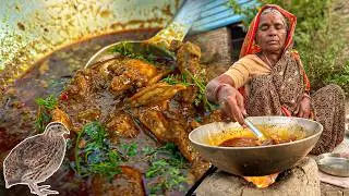 गावातल्या चुलीवर तयार झालेलं झणझणीत तितर मटण बघायलाच हवंच || Bater Quail Recipe ||