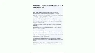 Illinois DMV Practice Test  Rules Quiz 1 latest grade A3