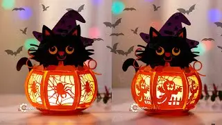 How To Make Pumpkin Cat Lantern - Halloween Lanterns Decorations SVG for Cricut Project, ScanNcut