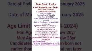 State Bank of India Recruitment 2024 | Bank Exam Preparation | BH Study Center #clerkpost
