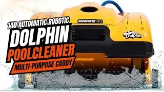 Dolphin Wave 140 Automatic Robotic Pool Vacuum Cleaner with Remote & Multi-Purpose Caddy