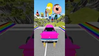 Cartoon Characters Car Jump Challenge 😂 BeamNG.Drive
