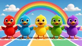 Fünf bunte kleine Enten 🦆🌈 | Farben lernen | Kinderlied Deutsch